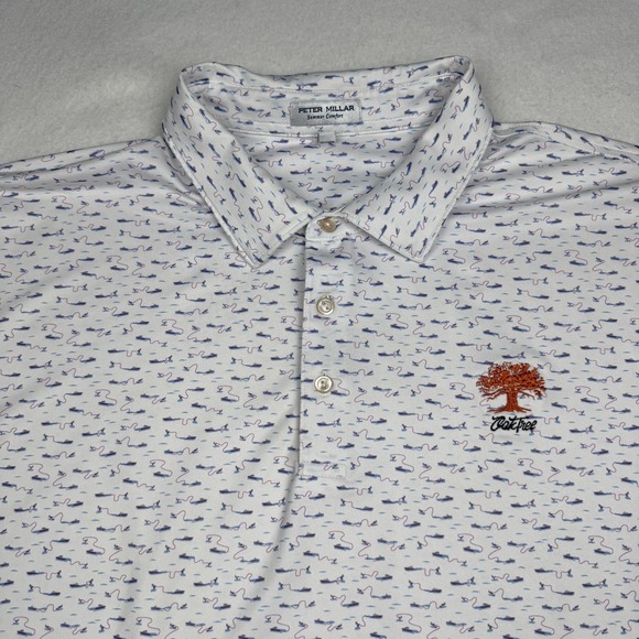 Peter Millar Other - Peter Millar Polo Mens 2XL White Print Summer Comfort Golf Oak Tree National